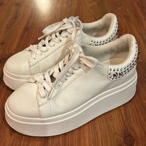 ASH white leather studded platform sneakers size 7